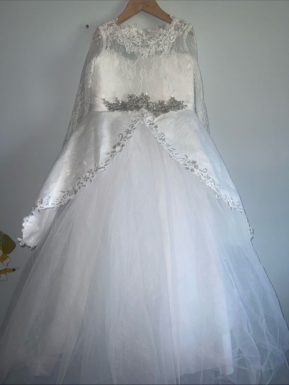 Kids White Lace & Tulle Formal Dress Coat